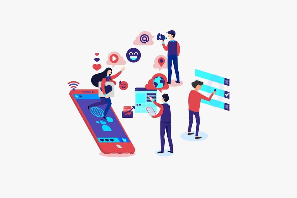 People doing various types of online marketing